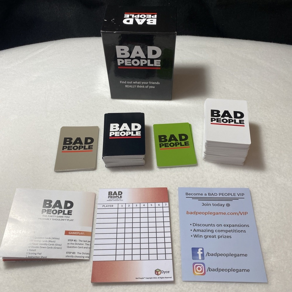 Bad People The Adult Party Card‎ Game ALL CARDS - COMPLETE
